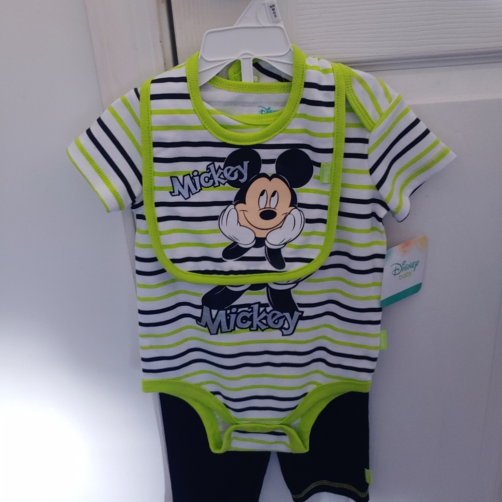3 piece Mickey Mouse Boys Infant set 3/6 months
